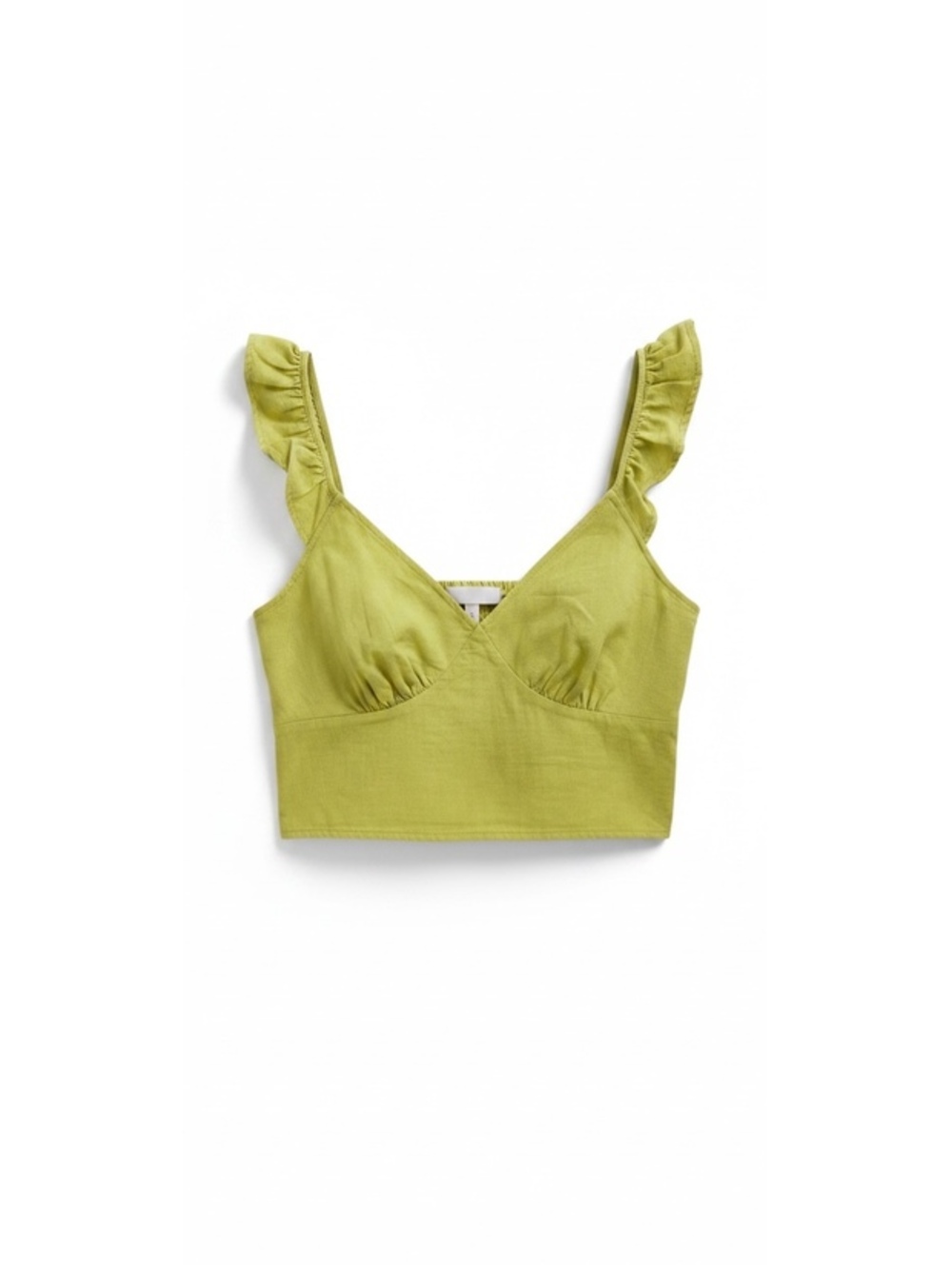 A New Day Green Ruffle Strap Crop Top Size Medium